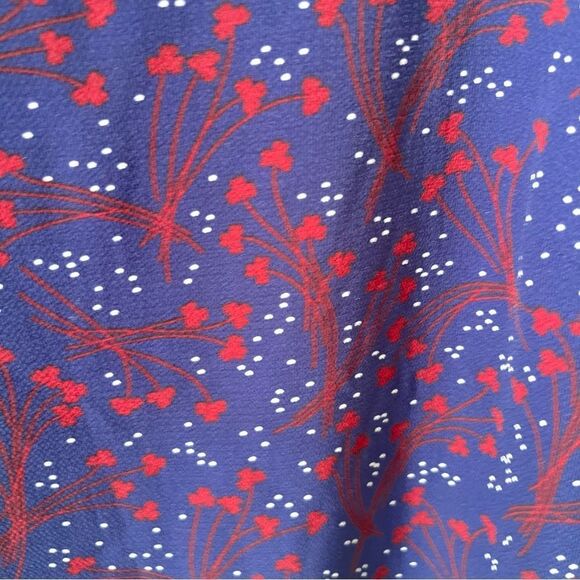 Tommy Hilfiger Navy Red Floral Print Scoop Neckline Bell Sleeves Blouse - Picture 4 of 6